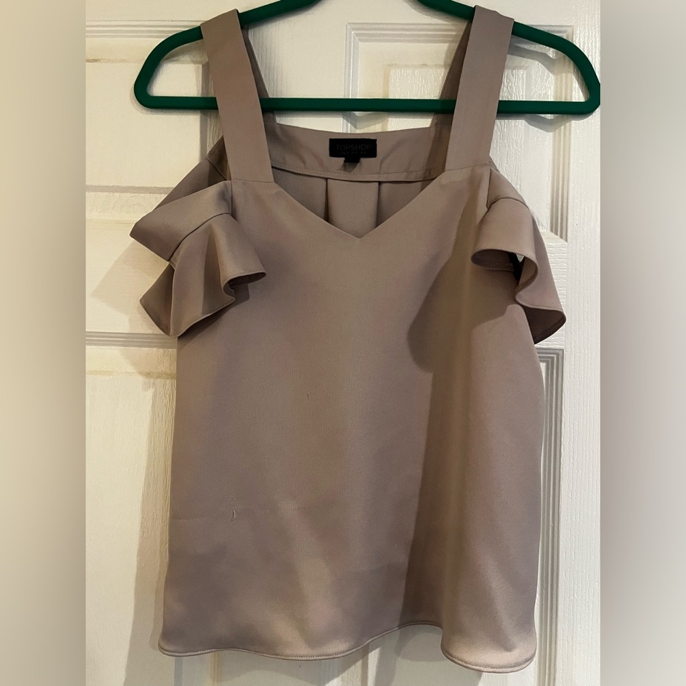 Topshop Off the Shoulder Ruffle Tank Top Size 4 *flaws*